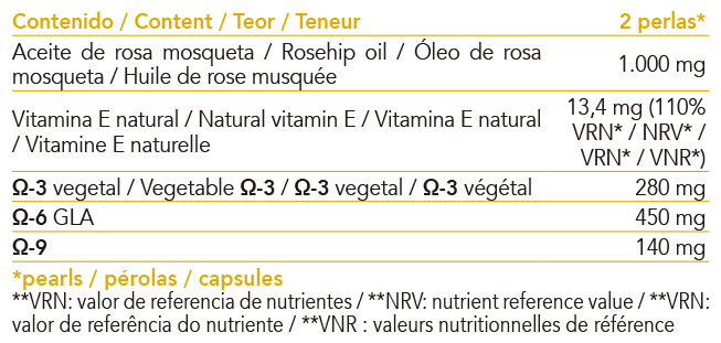Aceite vegetal virgen de rosa mosqueta altamente hidratante y nutritivo.